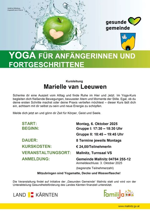 Yoga  für Anfängerinnen und Fortgeschrittene